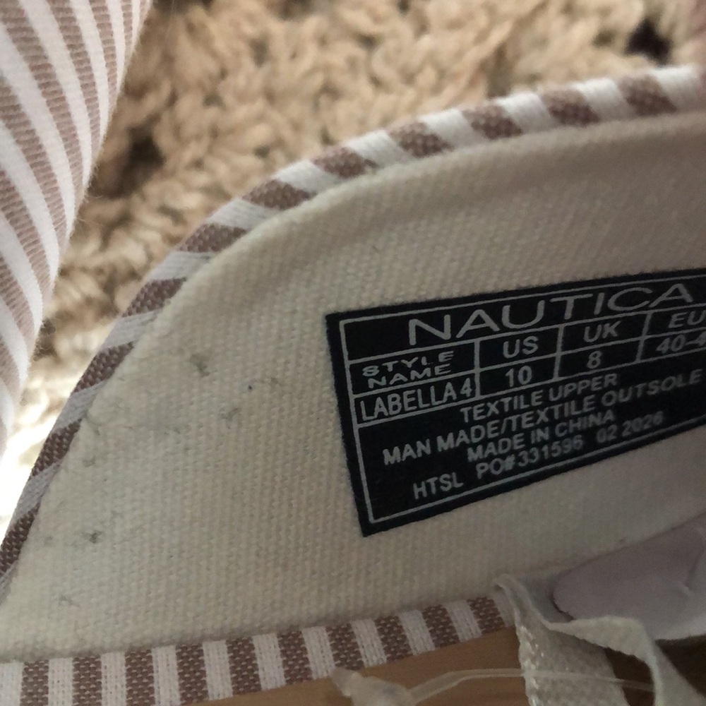 Nautica Tan & White Striped Slip-On Mules with Gold Accent - Picture 7 of 12